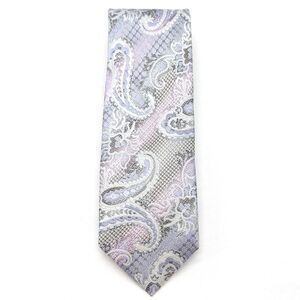 Bruno Marchesi Silk Necktie Lavender Pink White Paisley Pattern 59"